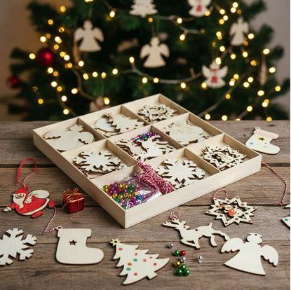 Obrázek Dřevěné ozdoby k vybarvení 32 ks