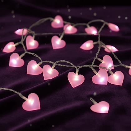 Obrázek z LED světelný řetěz - růžová srdce