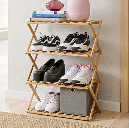 Obrázek Přenosný rozkládací dřevěný botník