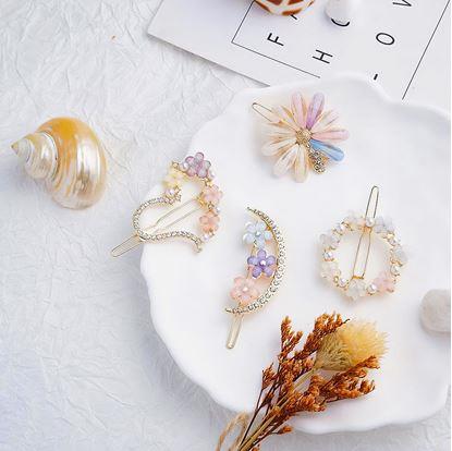 Obrázek Kytičkové sponky do vlasů s kamínky 4ks