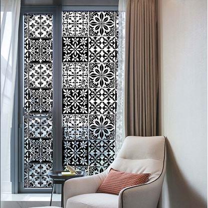 Obrázek Ozdobná fólie na okno - vintage mozaika