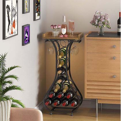 Obrázek z Kovový stojan na 14 lahví vína a 4 sklenice