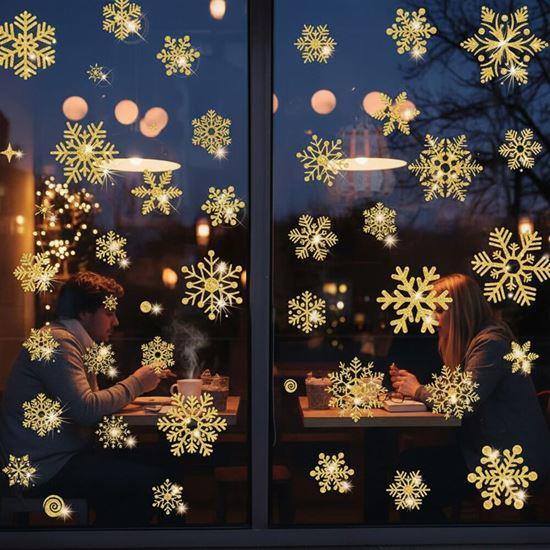 Obrázek z Nálepky na okno - sněhové vločky 52 ks - zlaté