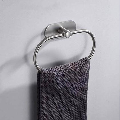 Obrázek z Nalepovací držák na ručníky kruh - stříbrný