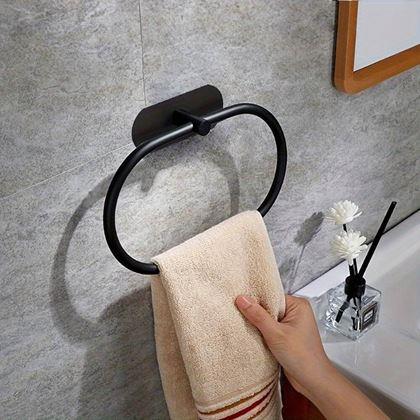 Obrázek z Nalepovací držák na ručníky kruh - černý