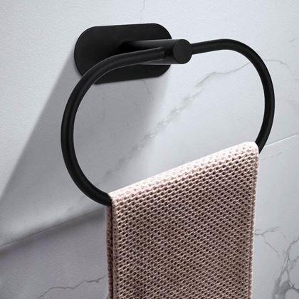 Obrázek z Nalepovací držák na ručníky kruh - černý