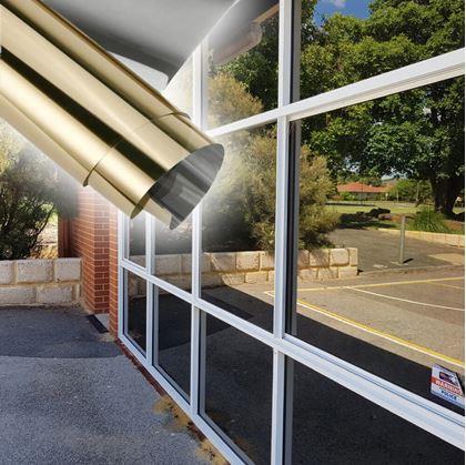 Obrázek z Zrcadlová fólie na okna 200 cm - zlatá