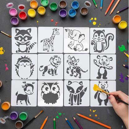 Obrázek Šablony zvířátek na malování 13x13 cm 12 ks