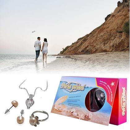 Obrázek z Perla přání v perlorodce s náhrdelníkem, náušnicemi a prstýnkem