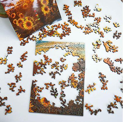 Obrázek z Dřevěné puzzle s nepravidelnými tvary - polární záře