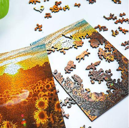 Obrázek z Dřevěné puzzle s nepravidelnými tvary - polární záře