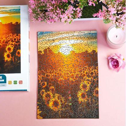 Obrázek z Dřevěné puzzle s nepravidelnými tvary - polární záře