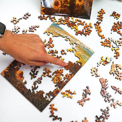 Obrázek z Dřevěné puzzle s nepravidelnými tvary - polární záře