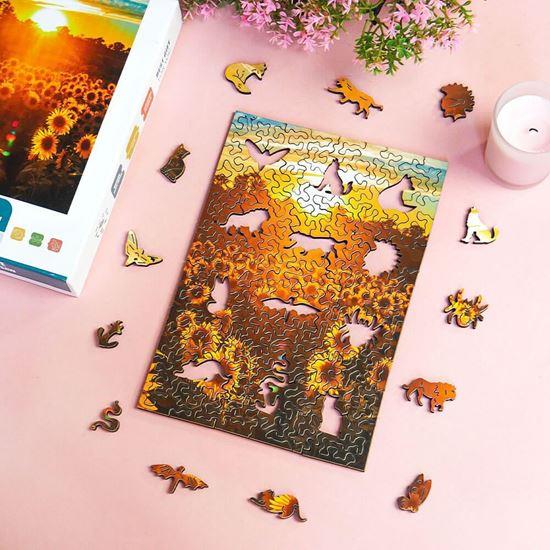 Obrázek z Dřevěné puzzle s nepravidelnými tvary - polární záře