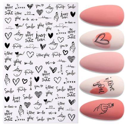 Obrázek z Sada samolepek na nehty - 93 ks zamilované