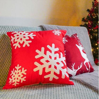 Obrázek z Vánoční potah na polštářek 40x40 cm - sněhové vločky