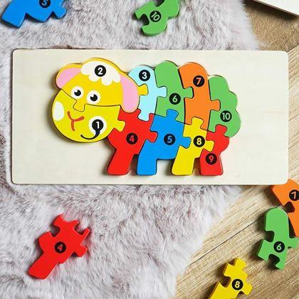 Obrázek z Dřevěné puzzle s čísly - ovečka
