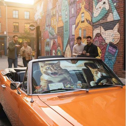 Obrázek z Protisluneční clona do auta s přísavkami - kočky