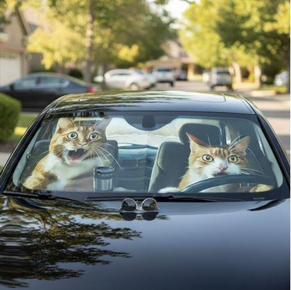 Obrázek z Protisluneční clona do auta s přísavkami - kočky