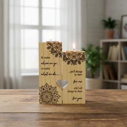 Obrázek Dřevěné svícny na čajové svíčky pro páry, 2 ks