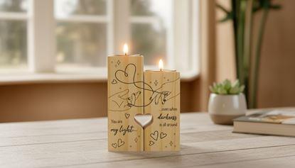 Obrázek Dřevěné svícny na čajové svíčky pro páry, 2 ks