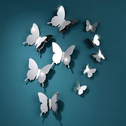 Obrázek z Zrcadlový motýl 12 ks - stříbrný