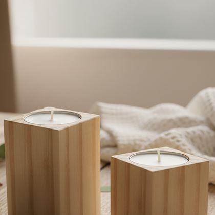 Obrázek z Dřevěné svícny na čajové svíčky pro páry, 2 ks - mandala