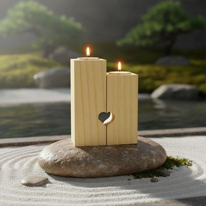Obrázek z Dřevěné svícny na čajové svíčky pro páry, 2 ks - mandala