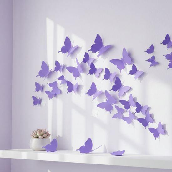 Obrázek z 3D motýlci na zeď - fialová