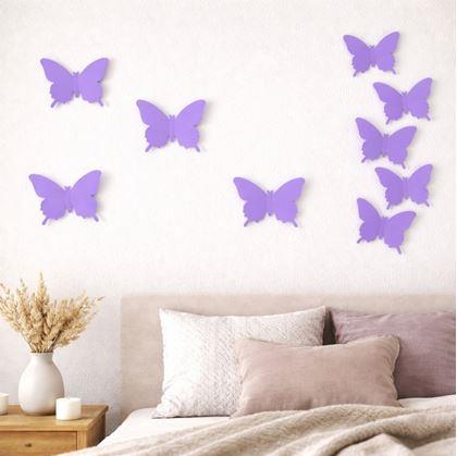 Obrázek z 3D motýlci na zeď - fialová