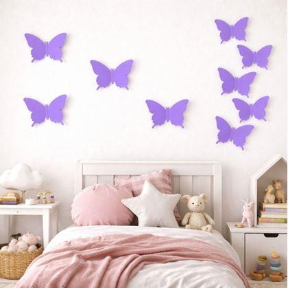Obrázek z 3D motýlci na zeď - fialová