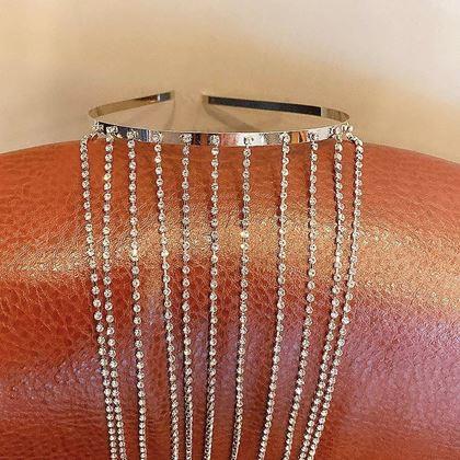 Obrázek z Ozdobná čelenka se štrasovými řetízky