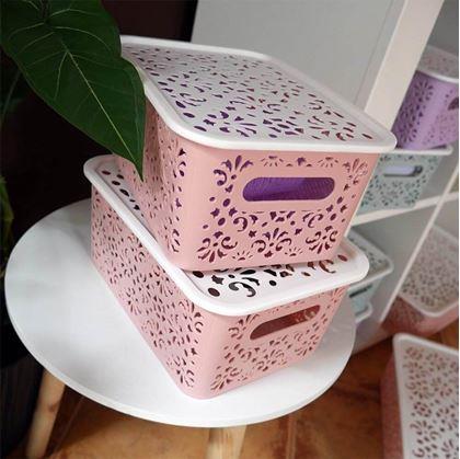 Obrázek z Úložný box s víkem malý - růžový