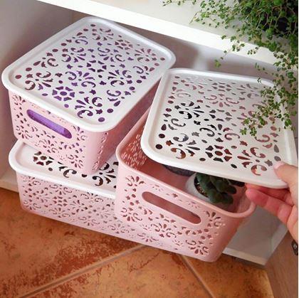 Obrázek z Úložný box s víkem malý - růžový