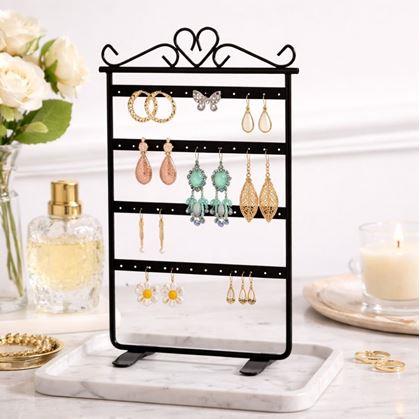 Obrázek z Stojan na šperky a náušnice kovový - černý - 