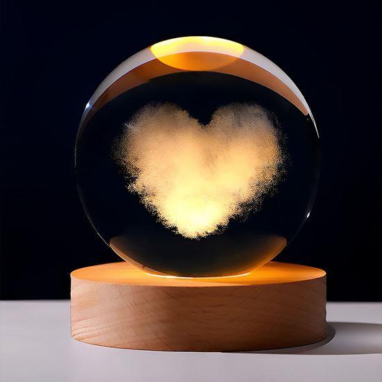 Obrázek z  LED svítící skleněná koule - srdce
