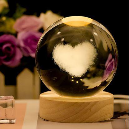 Obrázek  LED svítící skleněná koule - srdce