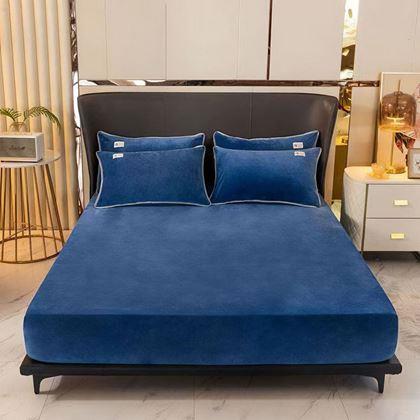 Obrázek z Mikroplyšové prostěradlo 180 x 200 cm - tmavě modré