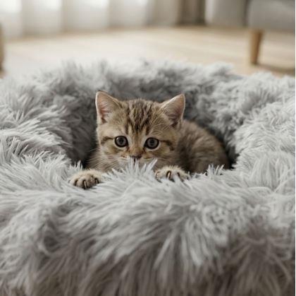 Obrázek z Chlupatý pelíšek pro kočky, průměr 40 cm