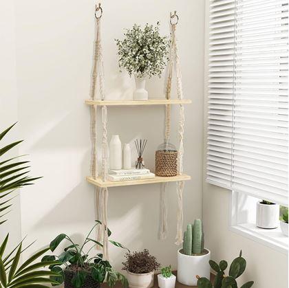 Obrázek z Závěsná macrame polička, 2 patra