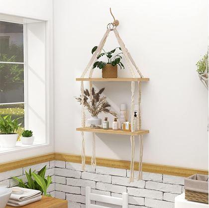Obrázek z Závěsná macrame polička, 2 patra