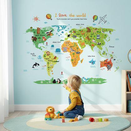 Obrázek z Samolepka na zeď - dětská mapa světa
