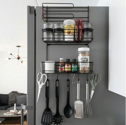 Obrázek z Kovový organizér na lednici černý