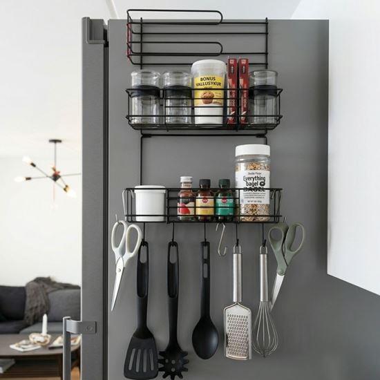 Obrázek z Kovový organizér na lednici černý