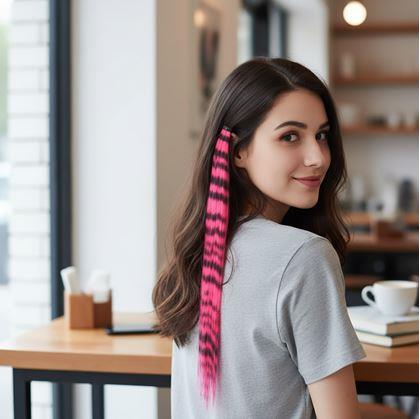 Obrázek z Barevný clip in pramínek 45 cm, mývalí ocas - modrý