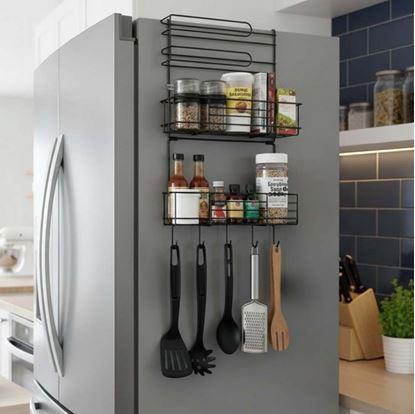 Obrázek Kovový organizér na lednici černý