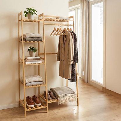 Obrázek Bambusový stojan na oblečení s policemi a věšákem - šířka 80 cm