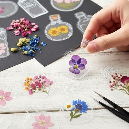 Obrázek z DIY herbář - samolepky na sušené květiny 