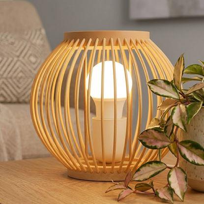 Obrázek Bambusová stolní lampa s LED žárovkou, teplá bílá 