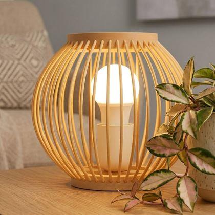 Obrázek z Bambusová stolní lampa s LED žárovkou, teplá bílá 